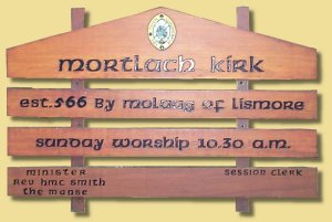 Sign on Mortlach Church